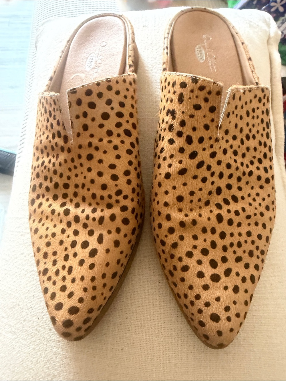 Dr. Scholl's Leopard Print Pointed Mule Slides in Tan and Black